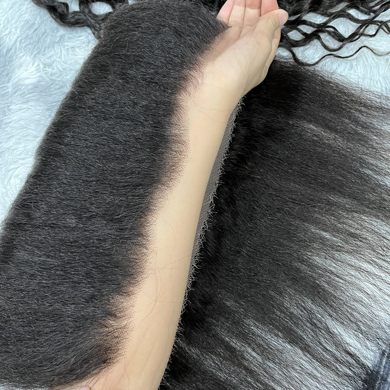 Virgin Human Hair Kinky Straight 13x4 13x6 HD Lace Frontal - 图片 5